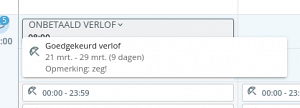 Andere opmerking verlof in planning maken